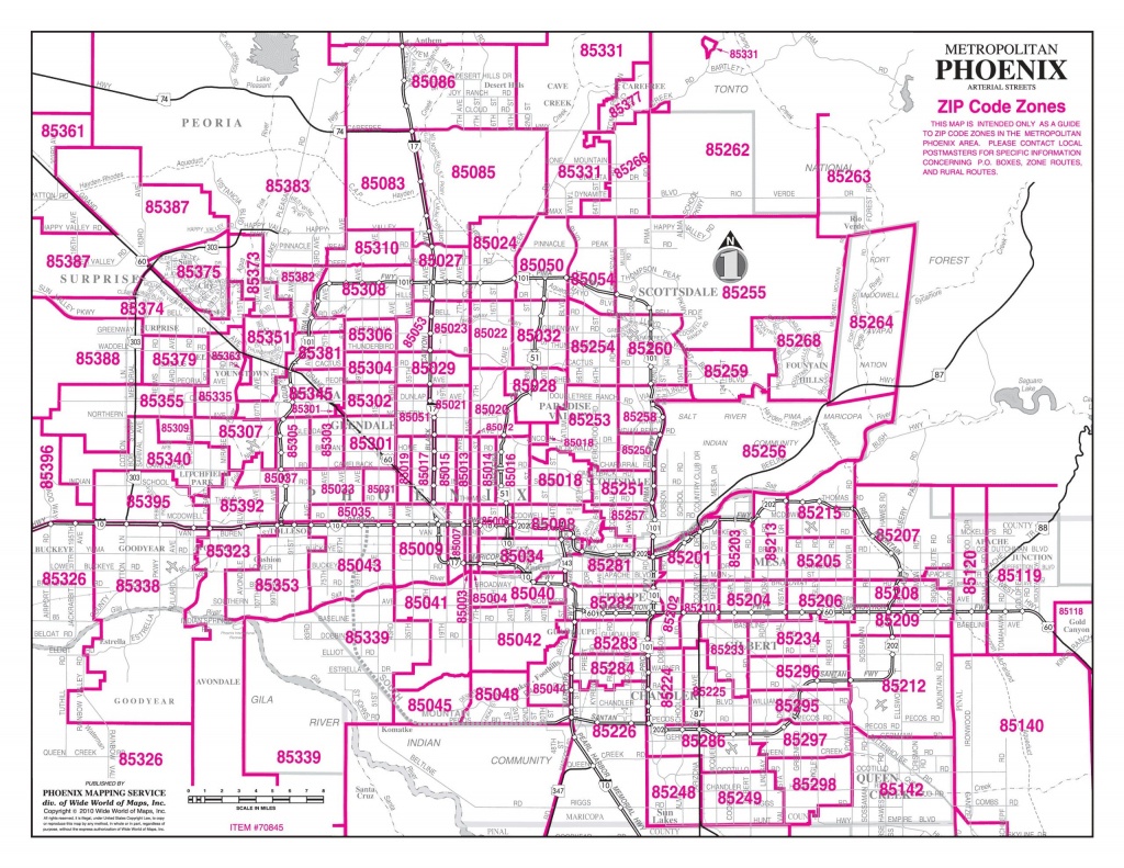 Phoenix Zip Code Map - Az Agenda - Phoenix Area Map Printable