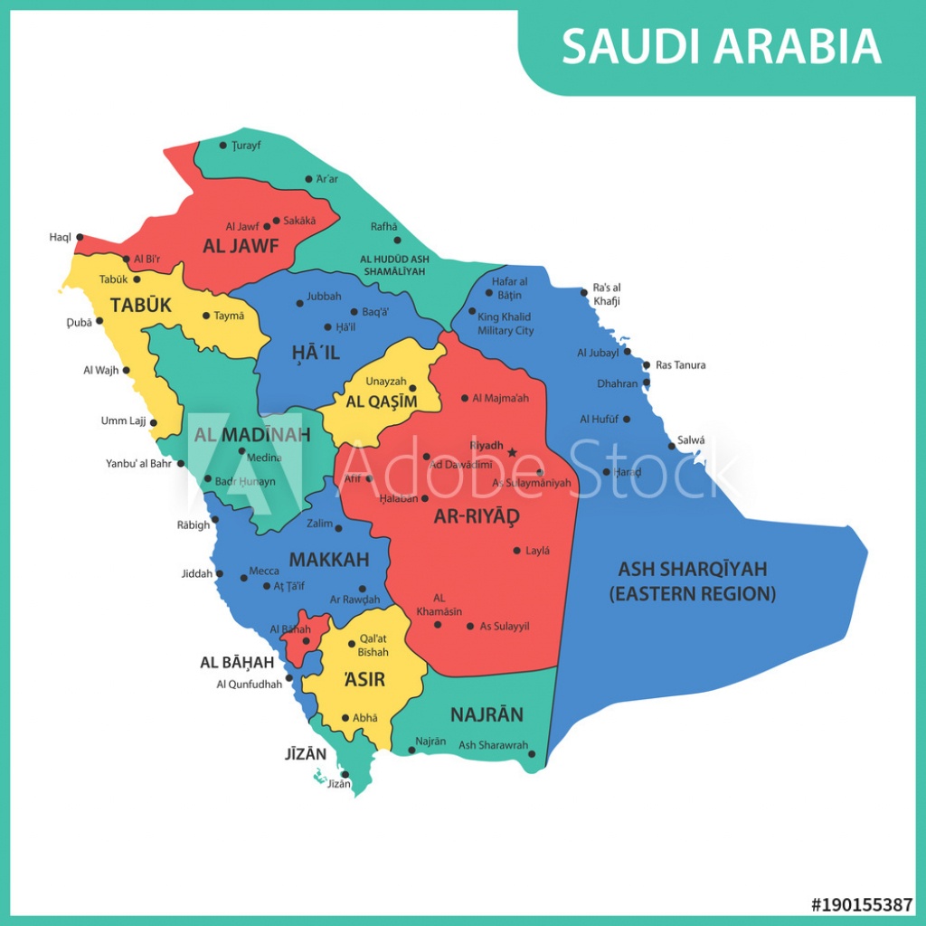 Photo &amp;amp; Art Print The Detailed Map Of The Saudi Arabia With Regions - Printable Map Of Saudi Arabia