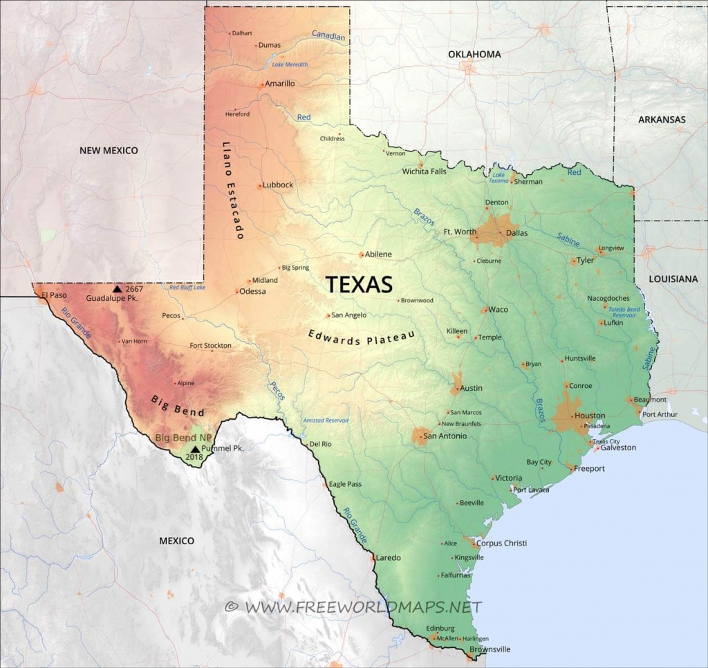 Physical Map Of Texas - Alice Texas Map