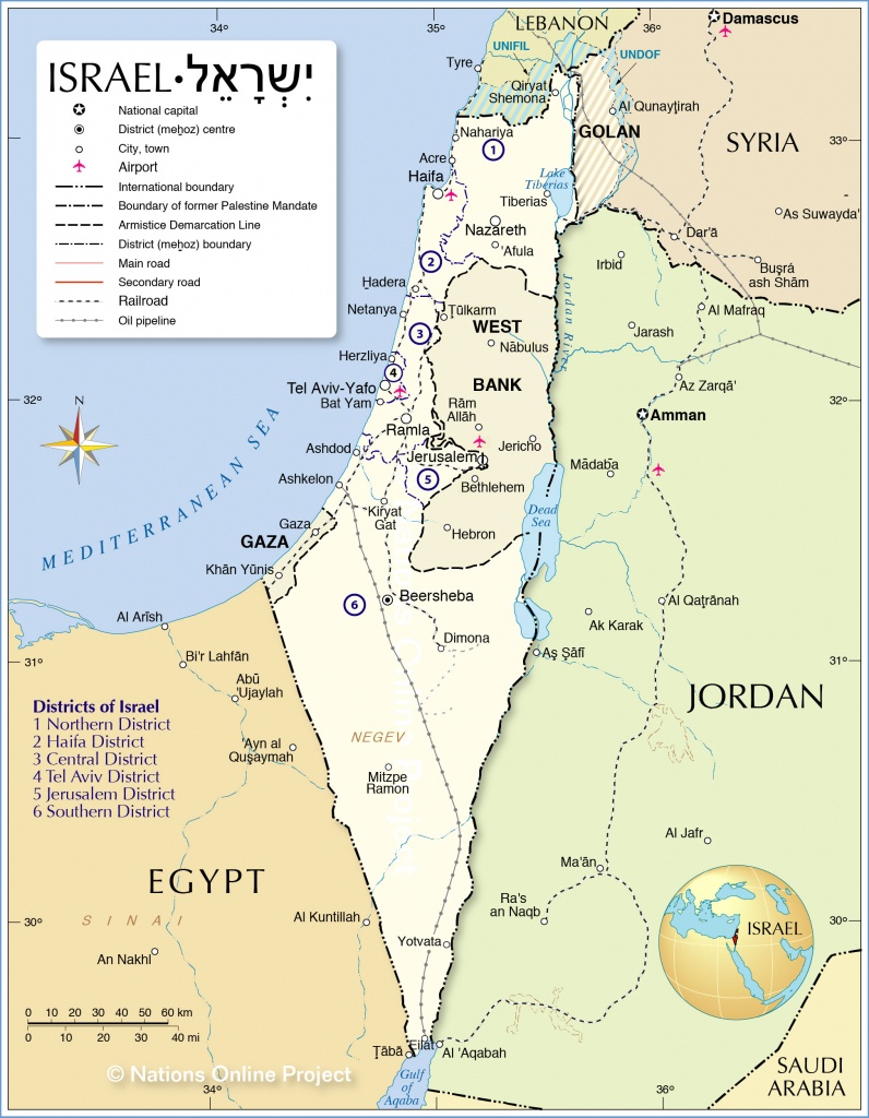 Political Map Of Israel - Nations Online Project - Printable Map Of Israel