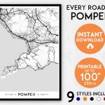 Pompeii Map Print Pompeii Print Pompeii City Map Italy Map | Etsy   Printable Map Of Pompeii