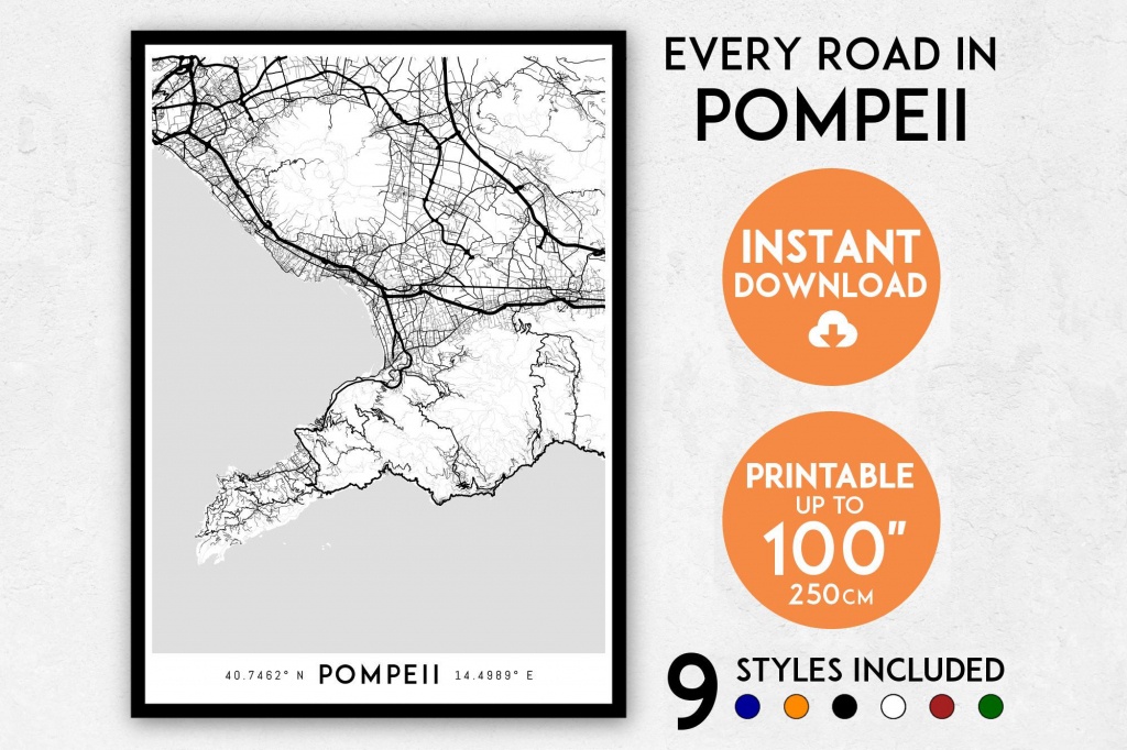 Pompeii Map Print Pompeii Print Pompeii City Map Italy Map | Etsy - Printable Map Of Pompeii
