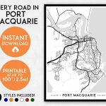 Port Macquarie Map Print Printable Port Macquarie Map Art | Etsy   Printable Street Map Of Port Macquarie