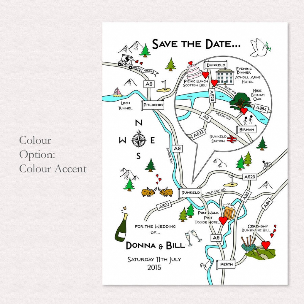 Print Your Own Colour Wedding Or Party Illustrated Map - How To Create A Printable Map For A Wedding Invitation