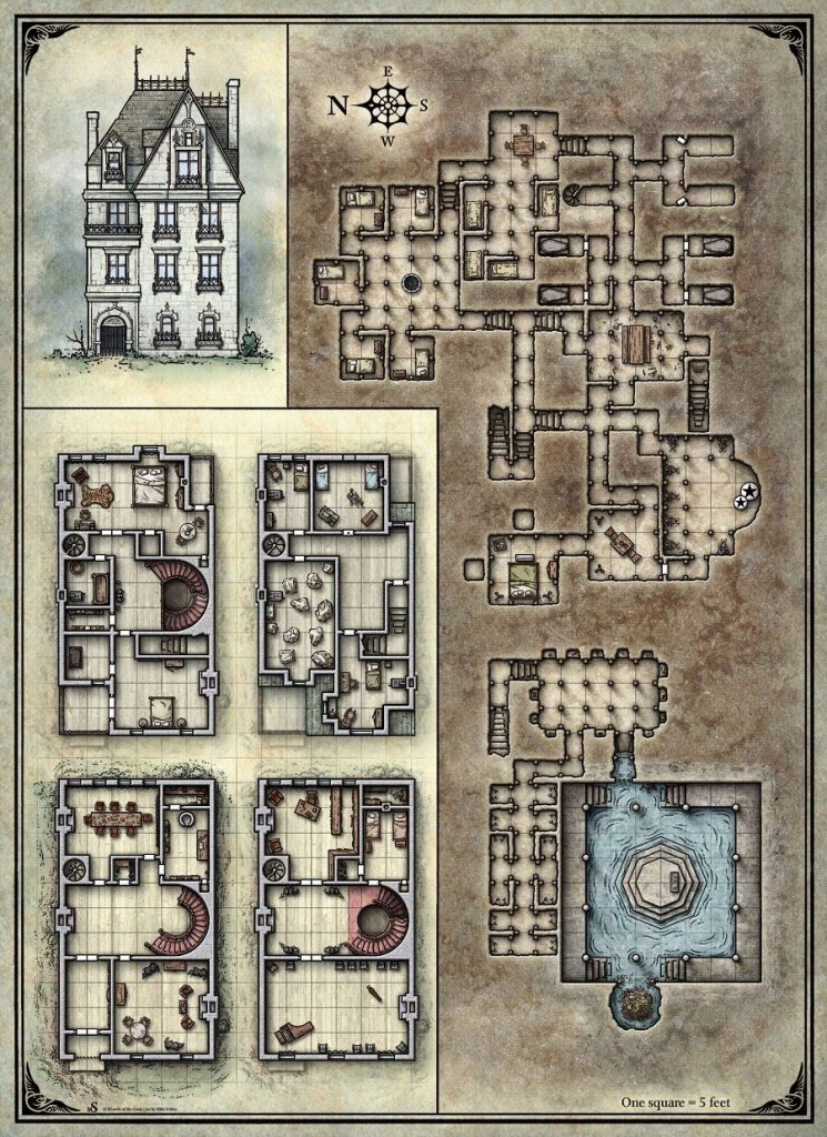 Printable Death House Maps - Dungeon Masters Guild | Dungeon Masters - D&amp;amp;d Printable Maps