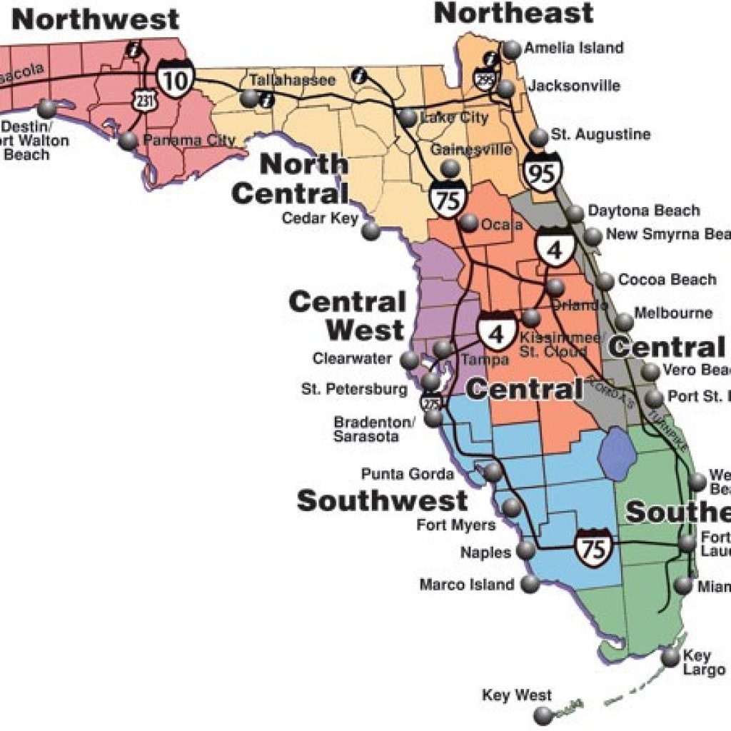 Printable Florida Map State Of Showing Cities All Inclusive - Printable Map Of Florida Cities