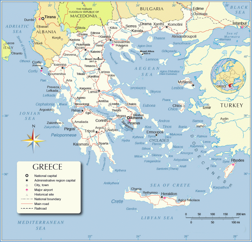 Printable Greece Map, Map Of Greece - Printable Map Of Greece