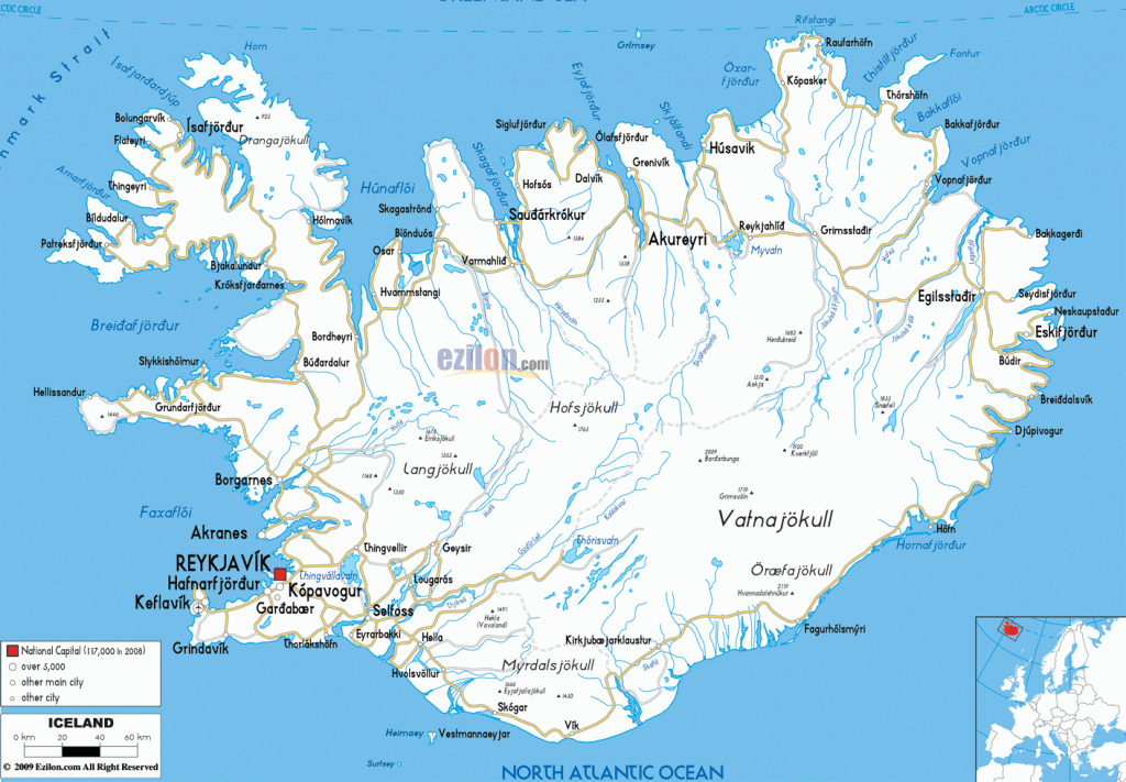 Printable Iceland Road Map,iceland Transport Map, Iceland - Maps Of Iceland Printable Maps