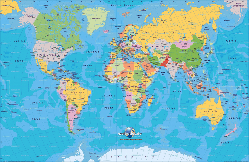 Printable Large World Map | Sitedesignco - Large Printable World Map