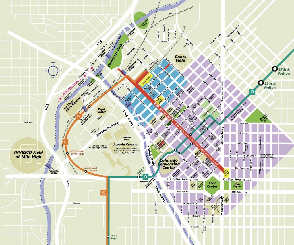 Printable Map Of Denver And Travel Information | Download Free - Denver City Map Printable