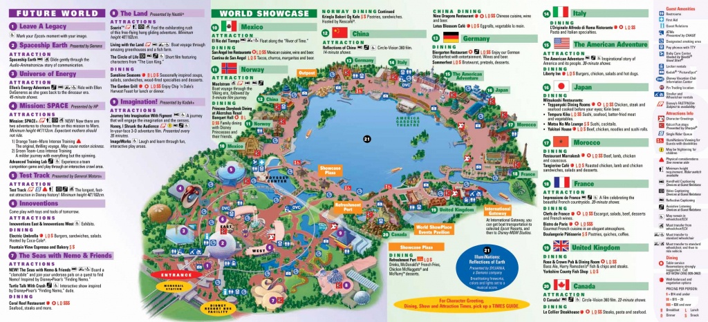 Printable Map Of Disney World For Epcot Center Epcot Theme Park - Printable Epcot Map 2017