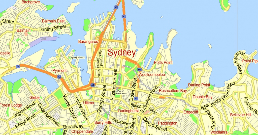 Printable Map Sydney, Australia, City Plan 2000 M Scale Adobe - Printable Street Map Of Port Macquarie