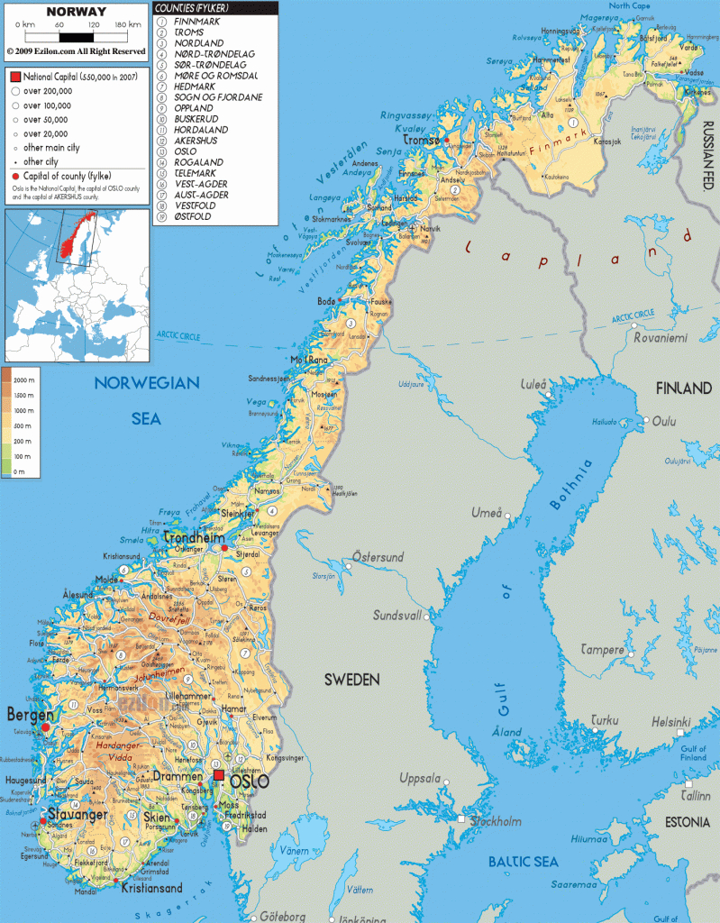 Printable Norway Maps,map Collection Of Norway,norway Map With - Printable Map Of Norway With Cities