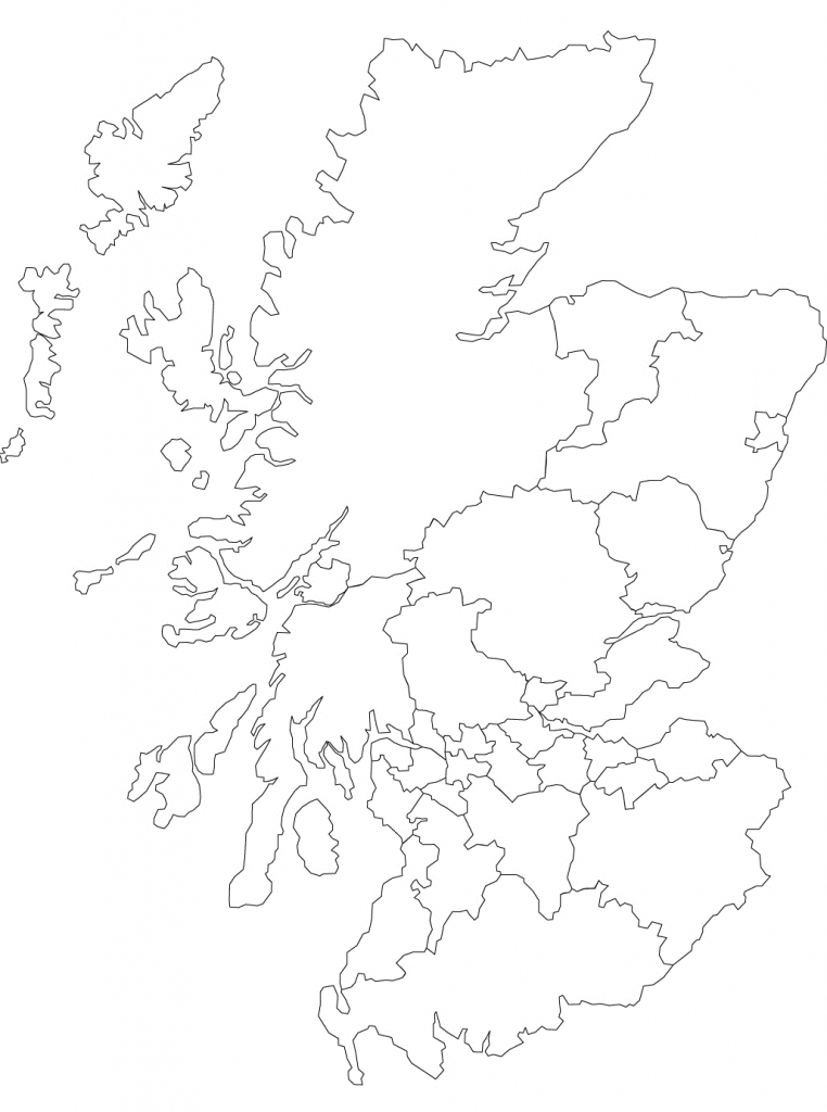 Printable Outline Map Of Scotland And Its Districts. | The Story Of - Blank Map Of Scotland Printable