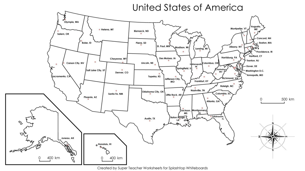 Printable States And Capitals Map United Quiz Inspirationa - 50 States And Capitals Map Printable