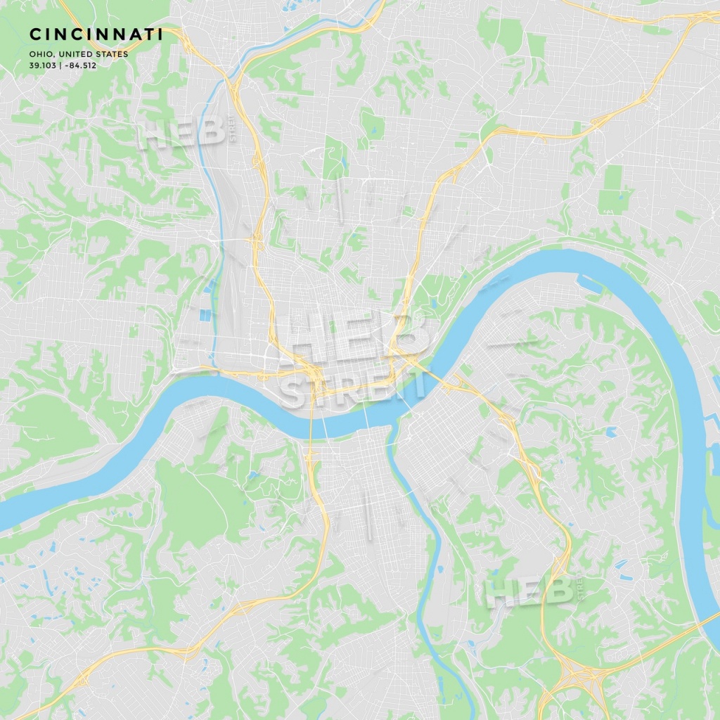 Printable Street Map Of Cincinnati, Ohio | Hebstreits Sketches - Printable Cincinnati Map