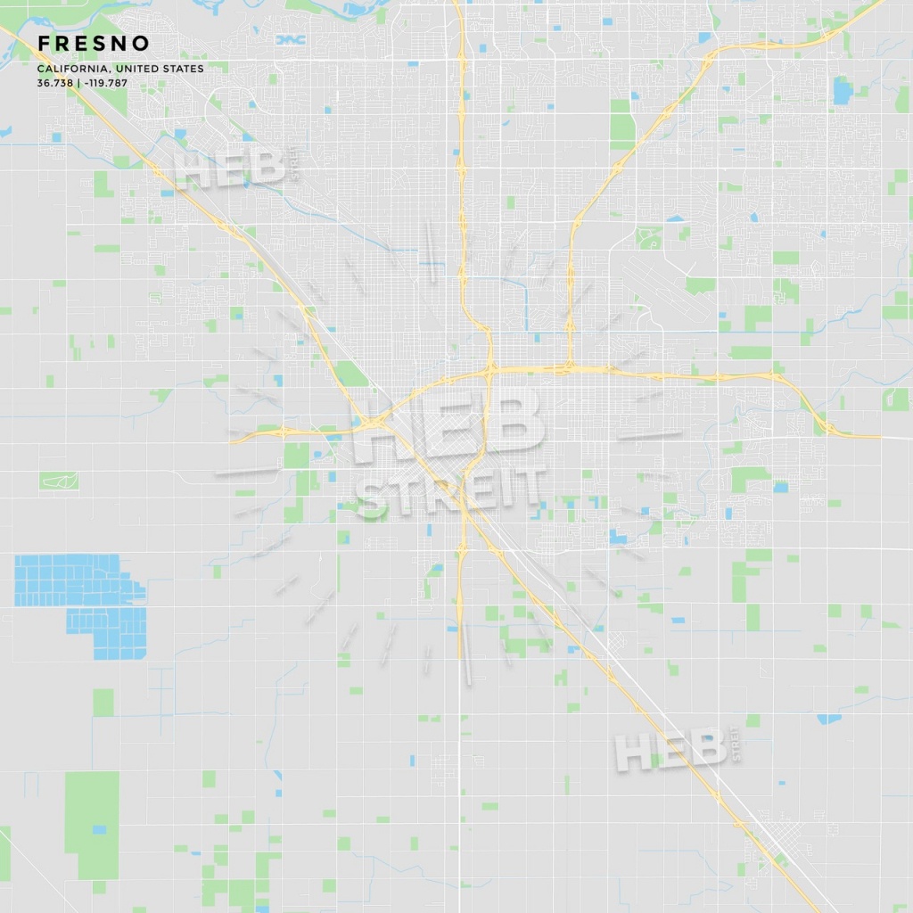 Printable Street Map Of Fresno, California | Hebstreits Sketches - Fresno California Map