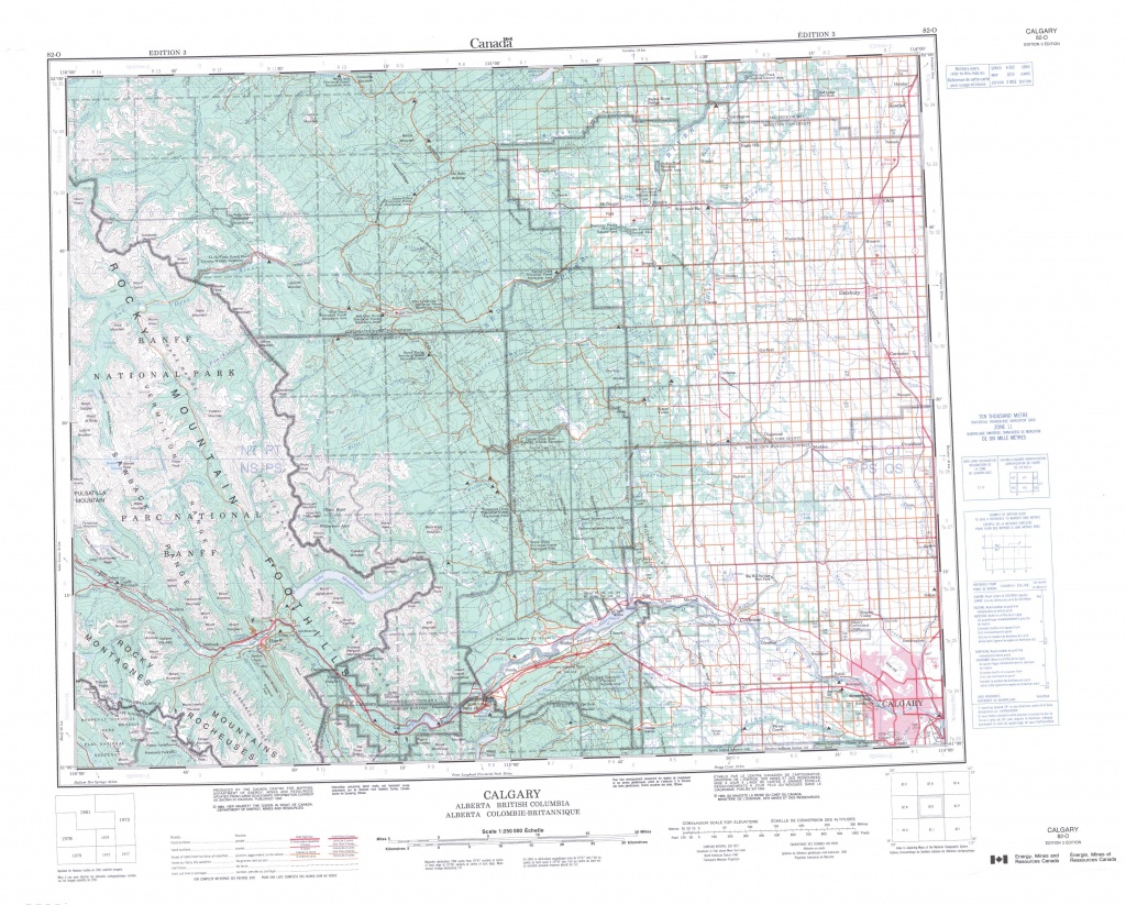 Printable Topographic Map Of Calgary 082O, Ab - Free Printable Map Of Alberta