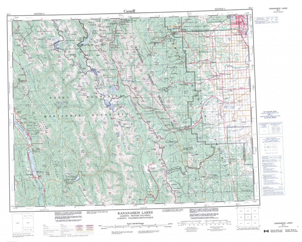 Printable Topographic Map Of Kananaskis Lakes 082J, Ab - Free Printable Map Of Alberta