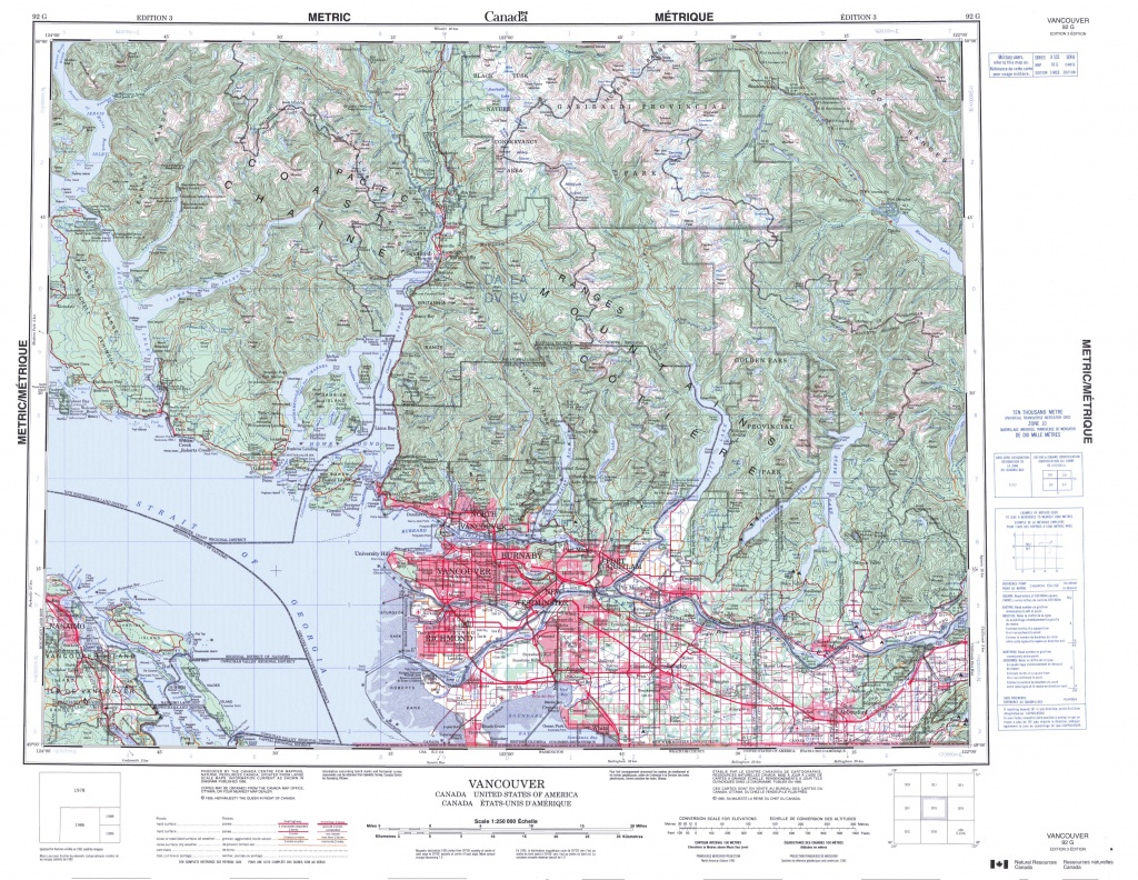 Printable Topographic Map Of Vancouver 092G, Bc - Printable Topographic Maps