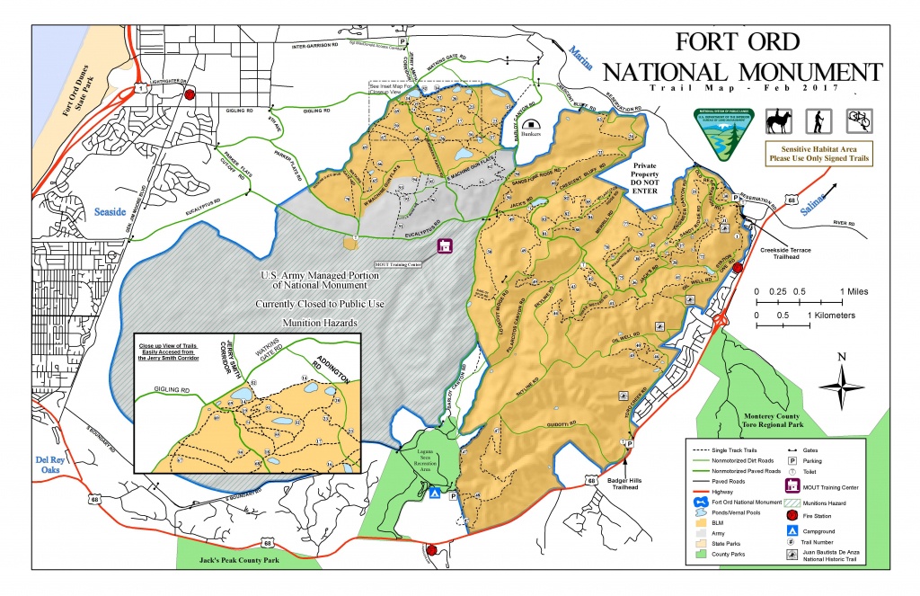 Public Room: California: Fort Ord National Monument Trail Map - Blm Land Map Northern California