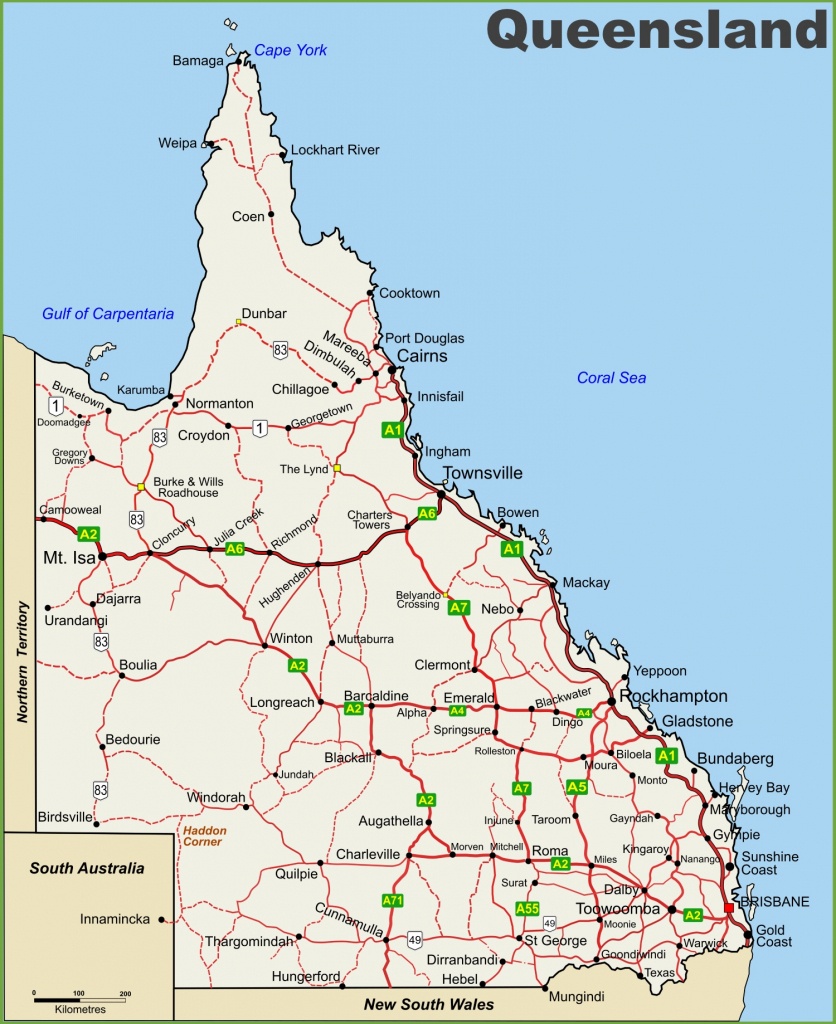 Queensland Highway Map - Queensland Road Maps Printable