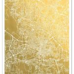 Raleigh Map Gold Foil Print City Map Of Raleigh Nc Map | Etsy   Printable Map Of Raleigh Nc