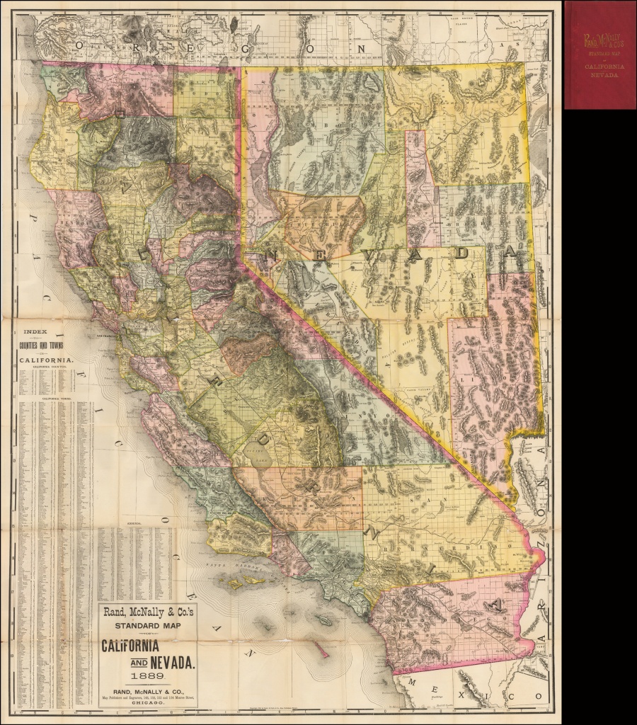 Rand, Mcnally &amp;amp; Co.&amp;#039;s Standard Map Of California And Nevada 1889 - Road Map Of California And Nevada
