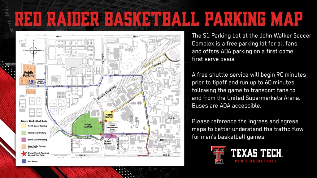 Red Raider Basketball Parking &amp;amp; Transportation Info - Texas Tech - Texas Tech Football Parking Map 2017