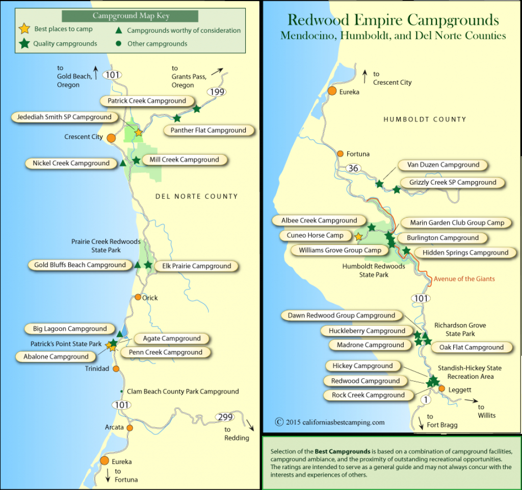 Redwood Empire Campground Maps - Redwoods Northern California Map