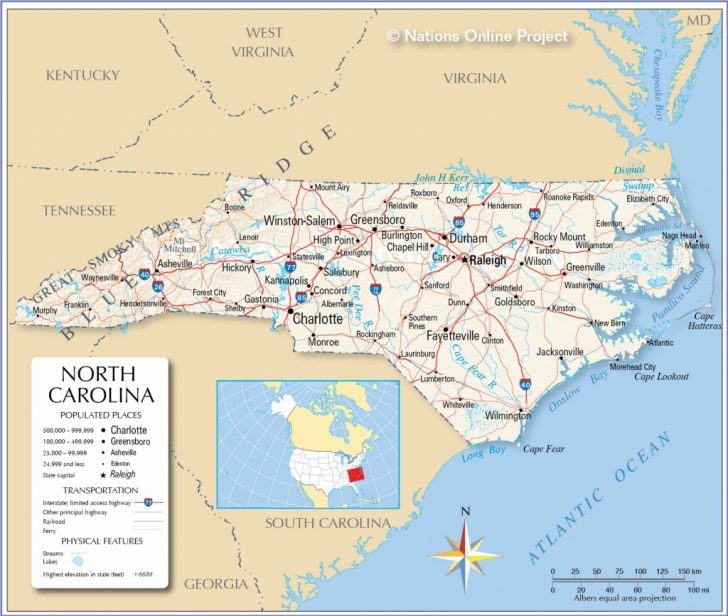 Printable Map Of North Carolina Cities