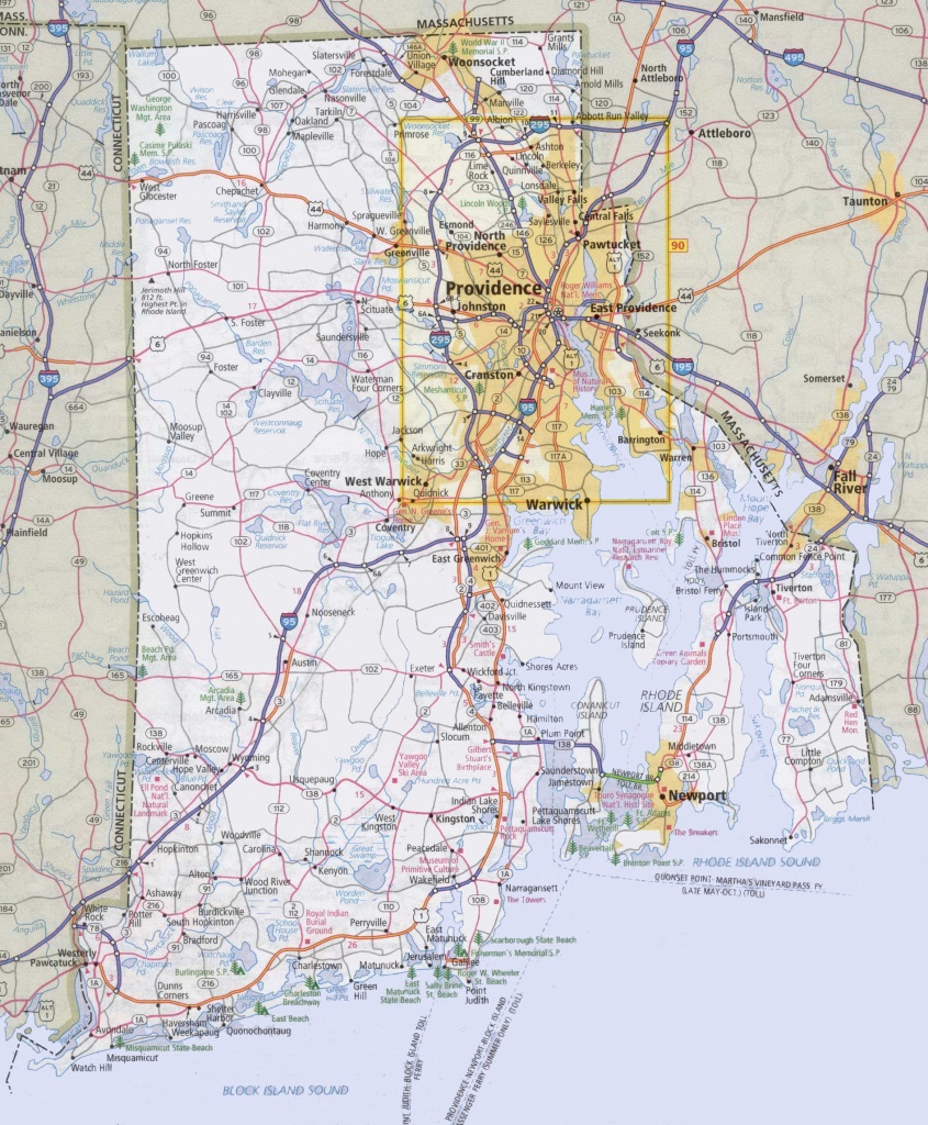 Rhode Island Road Map - Printable Map Of Rhode Island