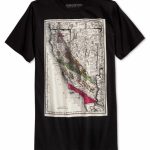 Ring Of Fire Mens California Map Graphic T Shirt   California Map T Shirt