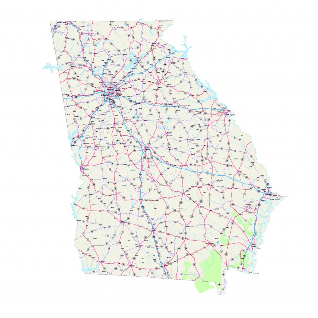 Road Map Of Georgia Best Maps Of Printable Map Of Georgia Within - Georgia Road Map Printable
