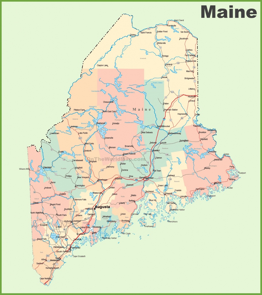 Road Map Of Maine With Cities - Printable Road Map Of Maine