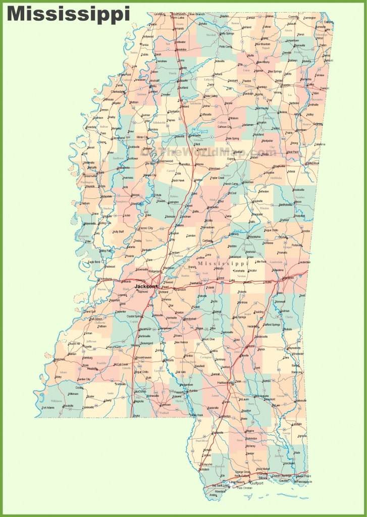 Road Map Of Mississippi With Cities | State Maps | Map, Printable - Printable Map Of Mississippi