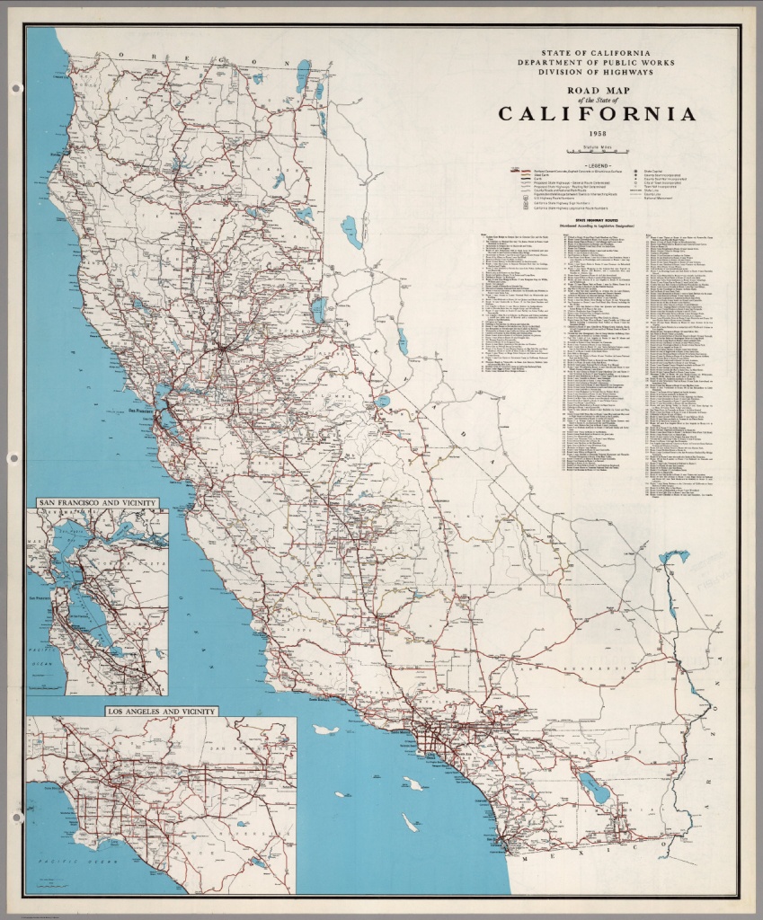Road Map Of The State Of California, 1958. - David Rumsey Historical - Driving Map Of California With Distances