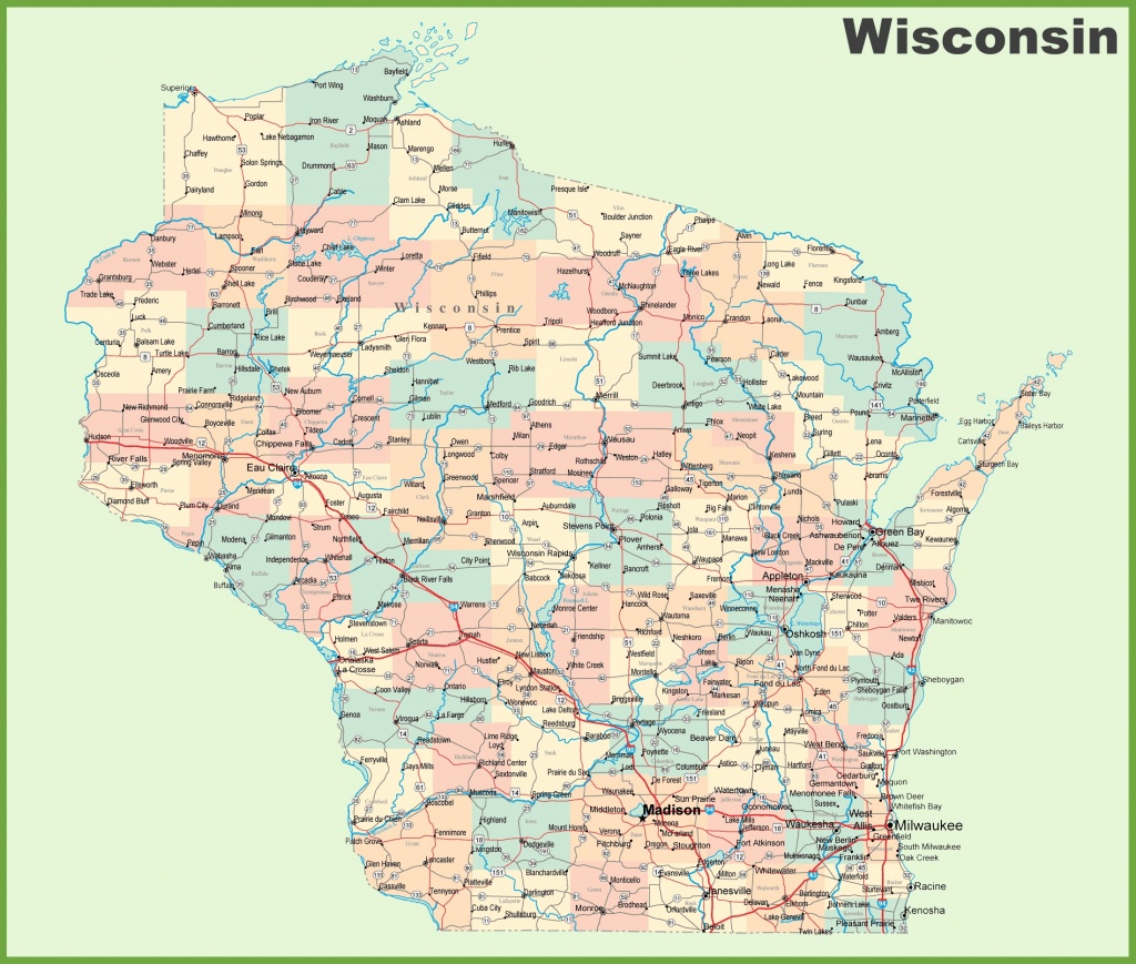 Road Map Of Wisconsin With Cities - Wisconsin Road Map Printable