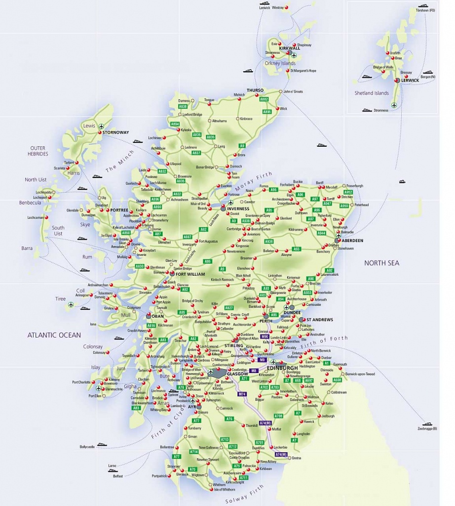 Roadmap Of Scotland – Scotland Info Guide - Printable Map Of Scotland