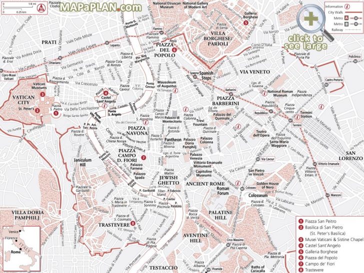 Rome Sightseeing Map Printable