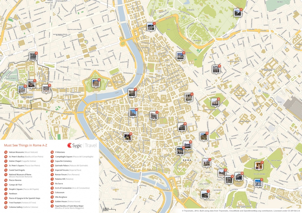 Rome Printable Tourist Map | Sygic Travel - Printable Map Of Rome Attractions