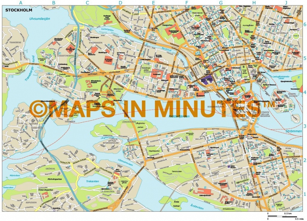 Royalty Free Stockholm Illustrator Vector Format City Map - Printable Map Of Stockholm