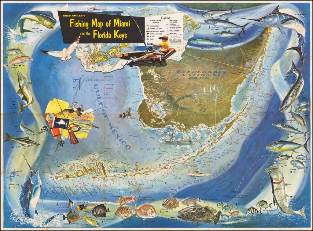 Russ Smiley&amp;#039;s Fishing Map Of Miami And The Florida Keys - Barry - Florida Keys Fishing Map
