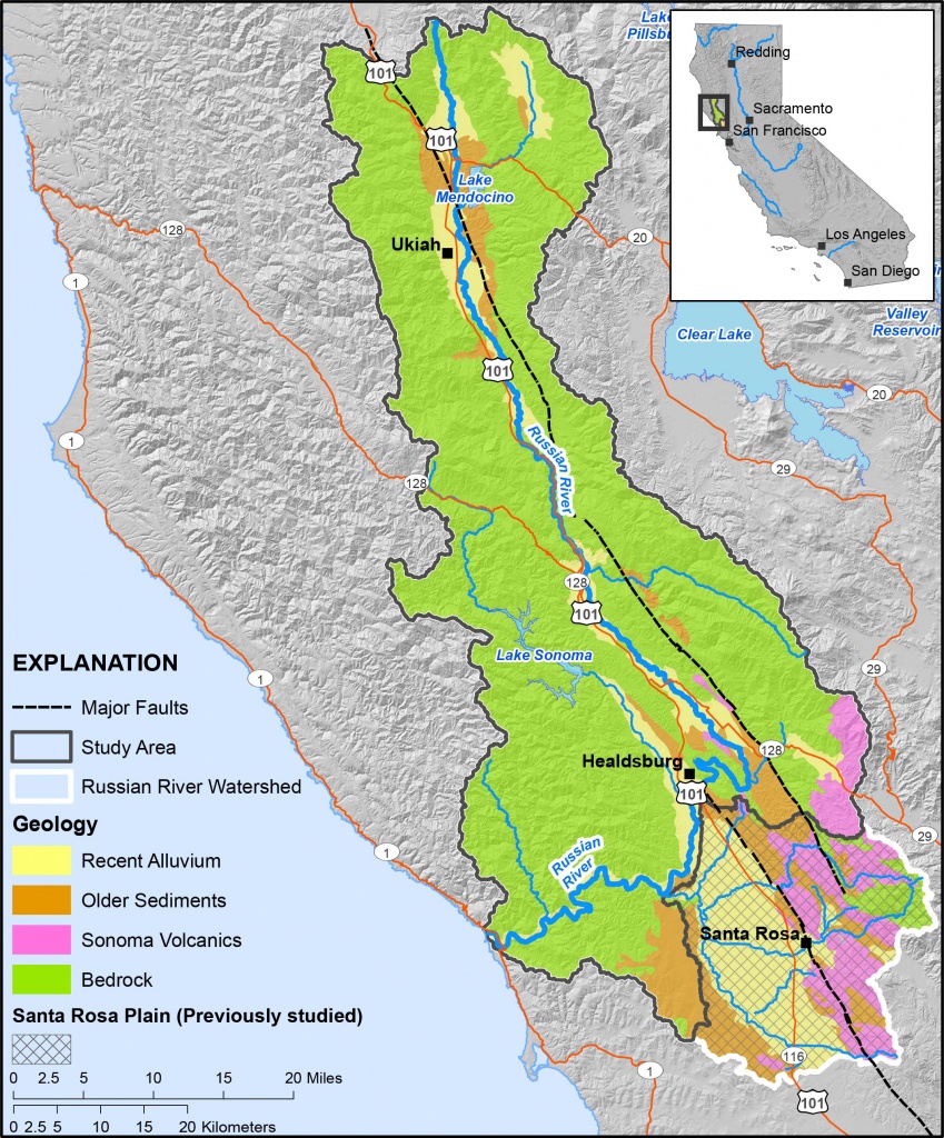 Russian River Hydrology | Usgs Ca Water Science - Russian River California Map