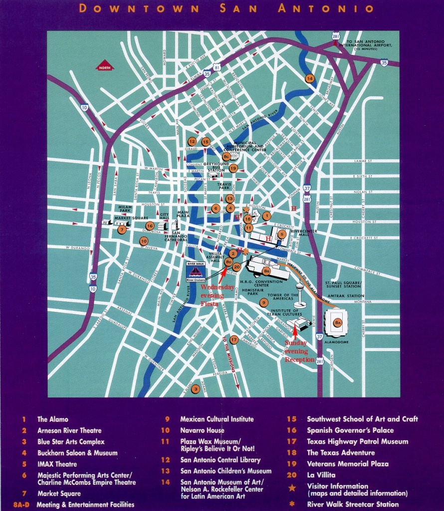 San Antonio Downtown Tourist Map - San Antonio Tx • Mappery - Map Of Downtown San Antonio Texas