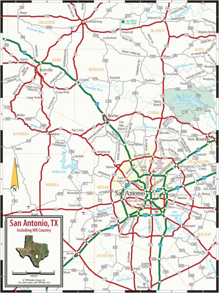 San Antonio &amp;amp; Texas Hill Country Map - Printable Map Of San Antonio