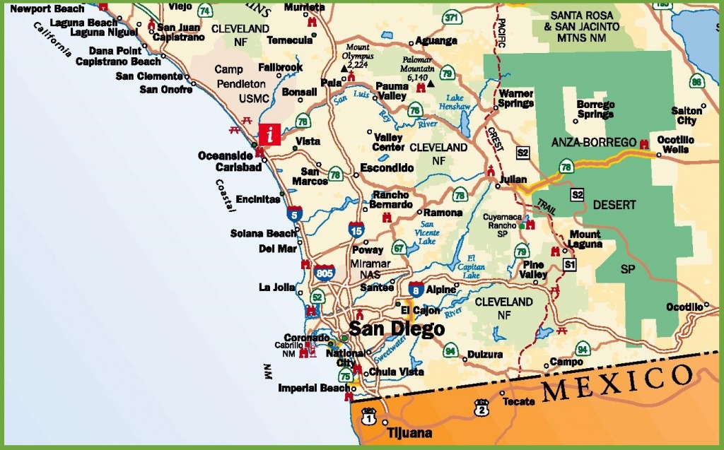 San Diego Area Road Map - City Map Of San Diego California