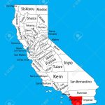 San Diego County (California, United States Of America) Vector..   San Diego On The Map Of California