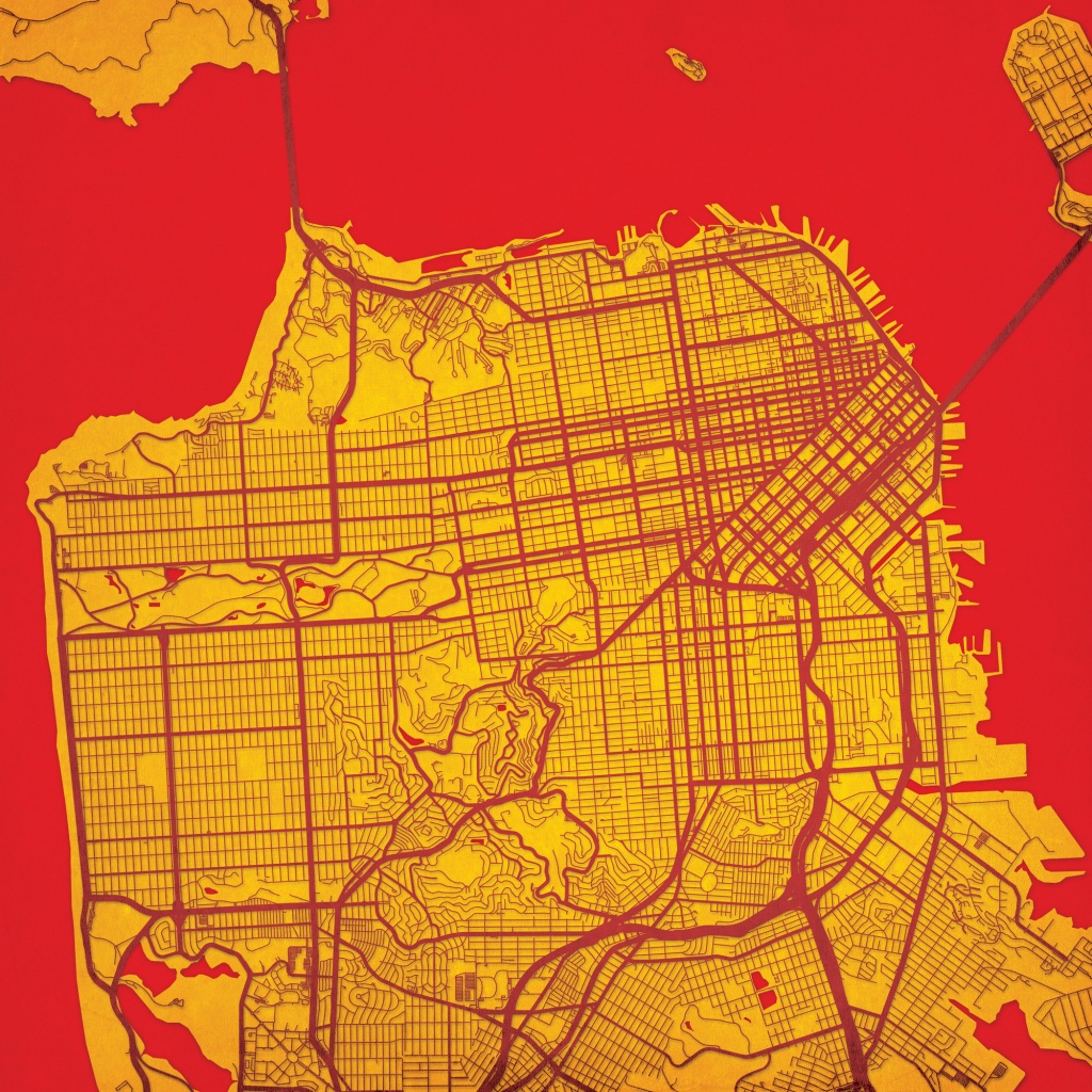 San Francisco, California Map Art - City Prints - Map Of San Francisco California Usa