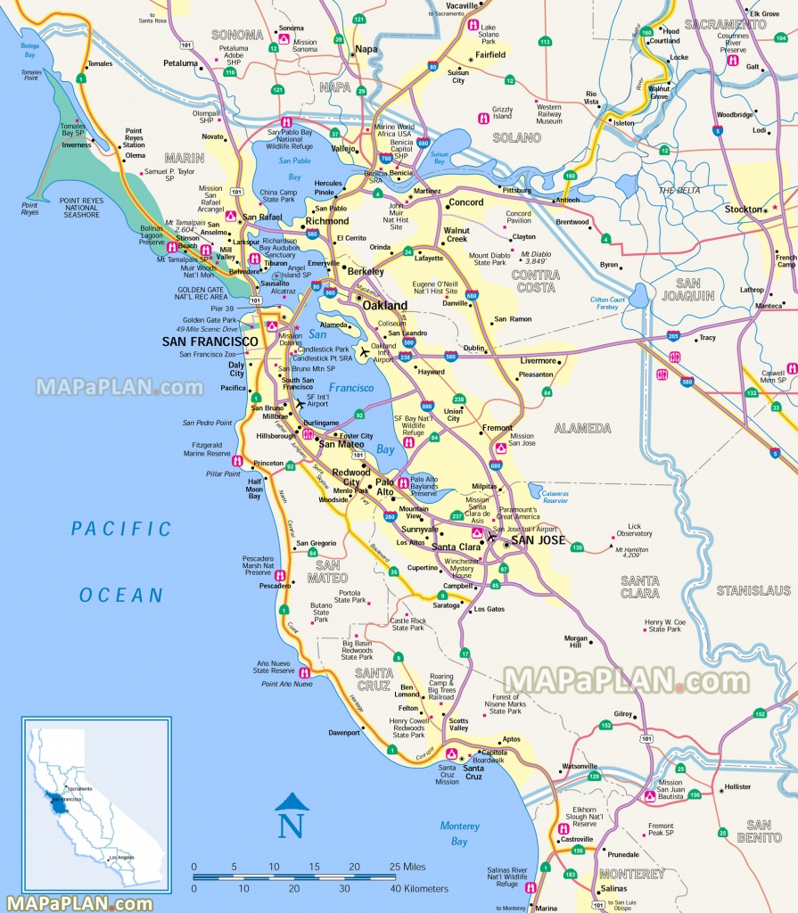 San Francisco Map - San Francisco Penisula &amp;amp; Surrounding Bay Area - Map Of San Francisco Area California